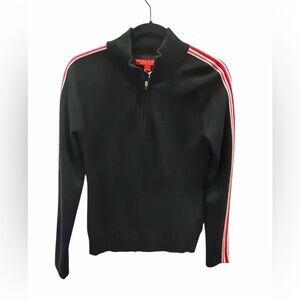 Krimson Klover Black Half-Zip Sweater with Red Stripes Size S